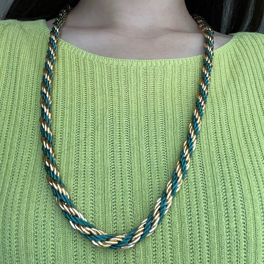 Vintage Gold and Green Twisted Necklace